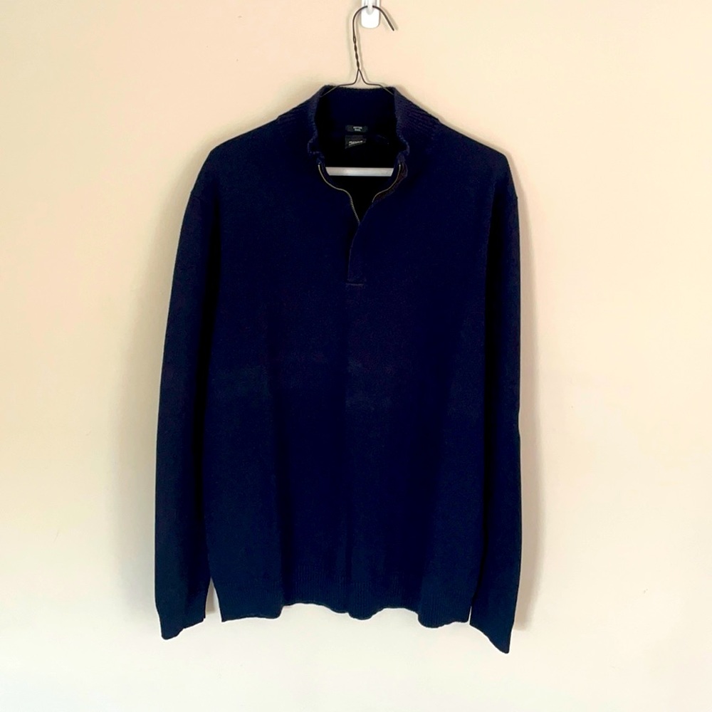 Hugo BOSS Turtle Neck Zipper Sweater Size XL Navy